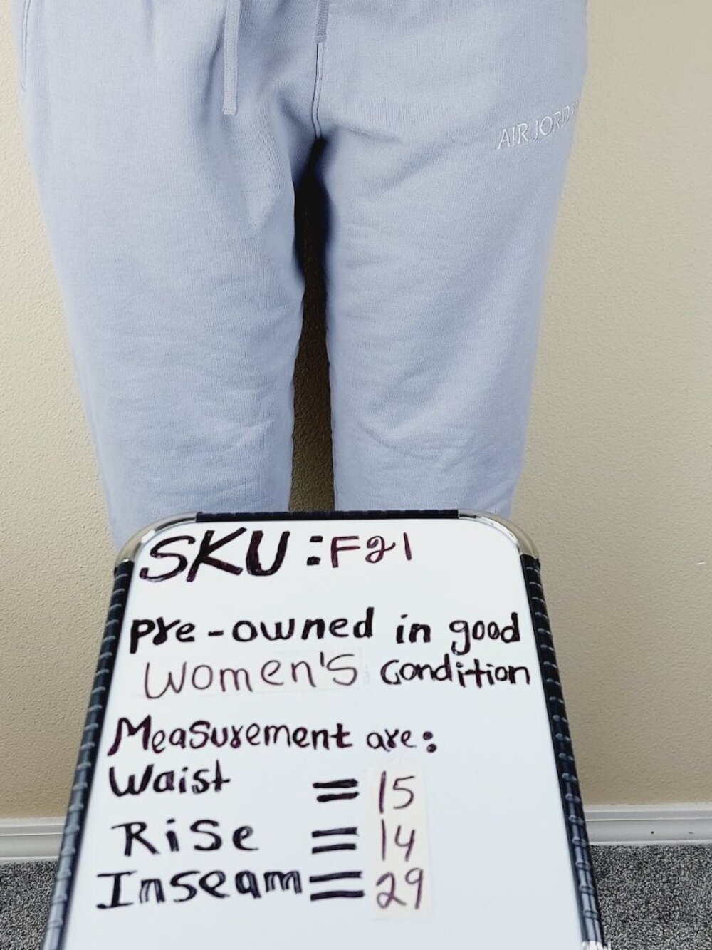 Jordan Women's Light Blue Brooklyn Fleece Tapered Leg Classic Jogger Pants Sz L - Picture 8 of 8